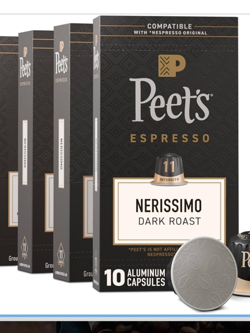 Peet's Coffee, Dark Roast Espresso Capsules, Compatible with Nespresso Original